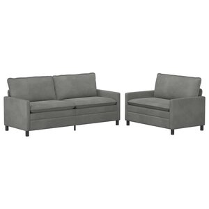 vidaXL Ensemble de Canapés 2 Pièces Gris foncé Velours