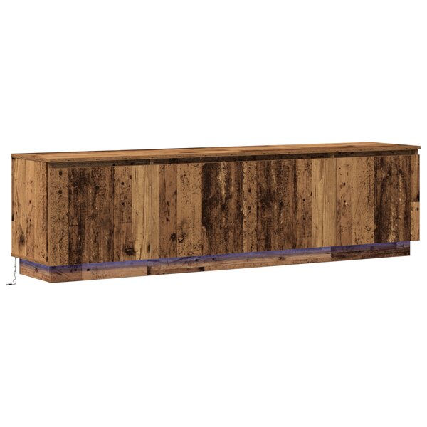 vidaXL Meuble TV avec LED Bois Vieilli 180x38x49 cm Bois d'ingénierie