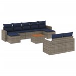 vidaXL Salon de jardin 10 Pièces avec coussins gris résine tressée
