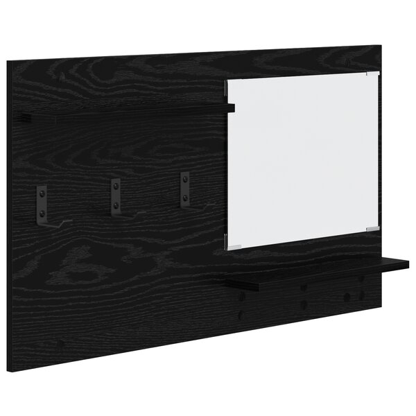 vidaXL Porte-manteau mural avec étagère avec stockage avec miroir Chêne Noir 90 x 10 x 50 cm