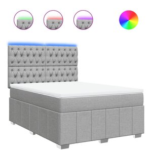 vidaXL Sommier à lattes de lit avec matelas Gris clair 140x200cm Tissu