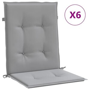 vidaXL Coussins de chaise de jardin à dossier bas lot de 6 gris