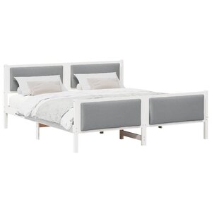 vidaXL Cadre de lit avec tête de lit Gris clair 200 x 200 cm tissu