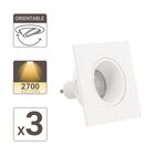 Lot 3 spots gu10 50w 2700k carré orientable blanc ip20