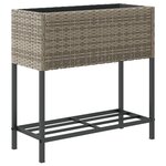 vidaXL Jardinières avec étagère 2 Pièces gris 70x28x70 cm résine tressée