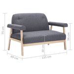 vidaXL Canapé à 2 places Tissu Gris foncé