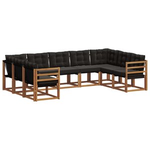 vidaXL Ensemble de canapés d'extérieur 9 pc Naturel et Noir