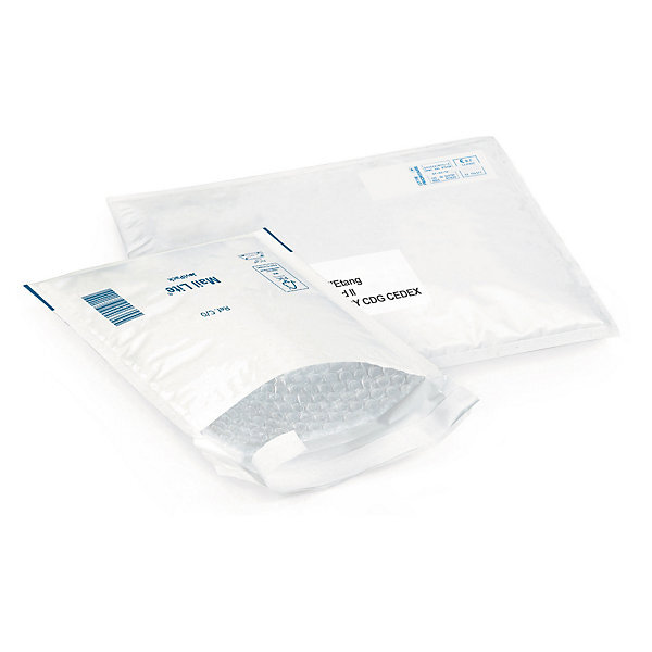 Lot de 100: pochette plastique matelassée bulles mail lite tuff 18x26 cm