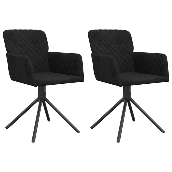 vidaXL Chaises pivotantes à manger lot de 2 Noir Velours