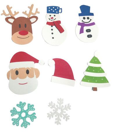 Sticker mousse personnages de Noël 5 3 à 10 cm 50 pièces