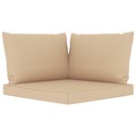 vidaXL Canapé palette de jardin 2 places et coussins beige Pinède