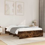 vidaXL Cadre de lit sans matelas chêne fumé 120x190 cm bois ingénierie