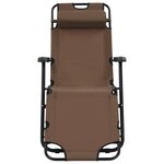 vidaXL Chaises longues pliables 2 Pièces avec repose-pied Acier Marron
