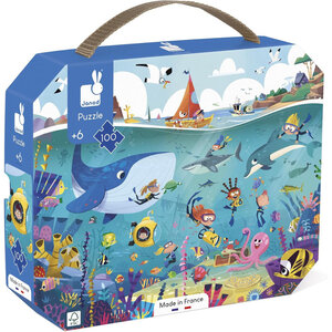 Puzzle - Les fonds marins - 100 pièces + poster - Dès 6 ans - Janod