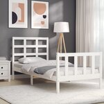 vidaXL Cadre de lit avec tête de lit blanc 90x200 cm bois massif