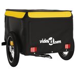 vidaXL Remorque de vélo noir et jaune 30 kg fer
