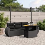 vidaXL Salon de jardin 5 Pièces avec coussins noir résine tressée
