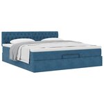 VidaXL Cadre de lit ottoman avec matelas bleu foncé 160x200 cm velours