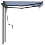 vidaXL Auvent rétractable automatique et poteaux 3x2 5 m Bleu et blanc