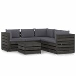 vidaXL Salon de jardin 6 Pièces avec coussins Bois imprégné de gris