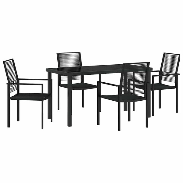 vidaXL Ensemble de salle à manger pour jardin 5 Pièces Noir Rattan PVC
