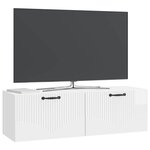 vidaXL Meuble TV mural Montage mural Blanc brillant 98 x 31 x 30 cm