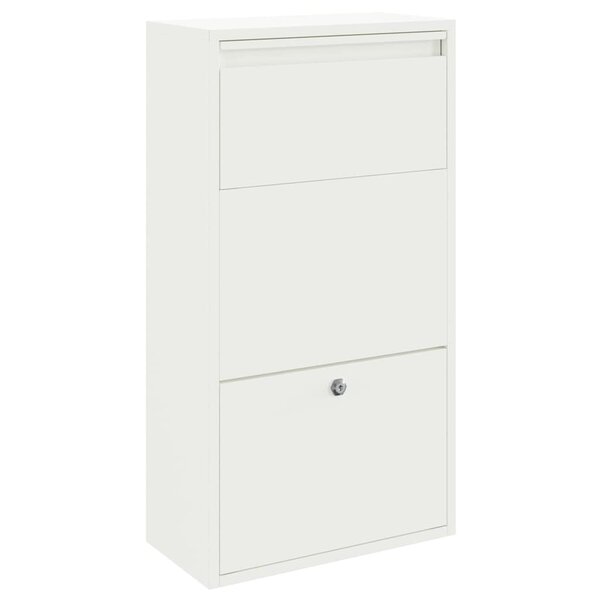 vidaXL Boîte de dépôt de colis avec porte Blanc 44 x 22 x 82 cm Acier
