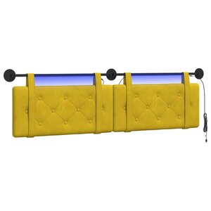 vidaXL Tête de lit suspendue Avec lumière LED Jaune Velours