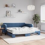 vidaXL Lit de jour avec lit gigogne bleu 100x200 cm velours