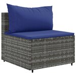 vidaXL Salon de jardin 9 Pièces avec coussins Gris Résine tressée