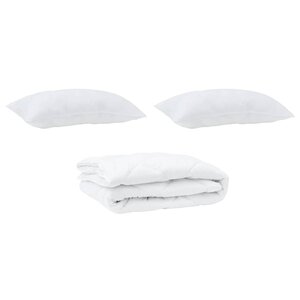 vidaXL Couette avec oreiller 3 Pièces Blanc Microfibre