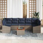 vidaXL Ensemble de canapé de jardin 8 Pièces Gris et bleu marine