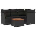 vidaXL Salon de jardin 5 Pièces avec coussins noir résine tressée