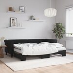 vidaXL Lit de jour avec lit gigogne et matelas noir 80x200 cm velours