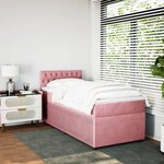 vidaXL Sommier à lattes de lit avec matelas Rose 90x200 cm Velours