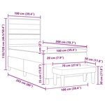 vidaXL Lit Box Spring avec Matelas & Banc Gris Clair 100x200 cm Tissu