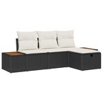 vidaXL Ensemble de canapé de jardin avec coussin 4 Pièces Noir Poly rotin