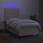 vidaXL Sommier à lattes de lit et matelas et LED Crème 90x190 cm Tissu