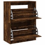 vidaXL Armoire à chaussures 2 tiroirs rabattables chêne fumé