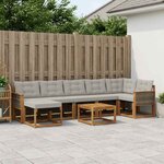vidaXL Ensemble de canapés d'extérieur 8 Pièces Naturel et gris clair