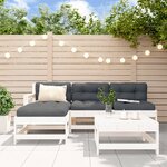 vidaXL Salon de jardin 5 Pièces avec coussins blanc bois massif