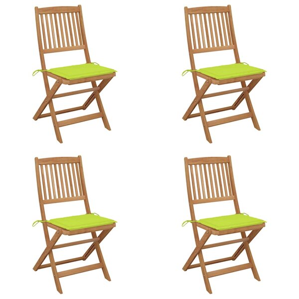 vidaXL Chaises pliables de jardin lot de 4 avec coussins Bois d'acacia