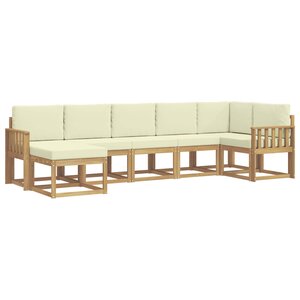 vidaXL Ensemble de canapés d'extérieur 7 pc Blanc et crème Polyester