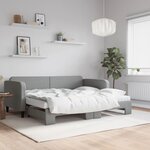 vidaXL Lit de jour avec gigogne et matelas gris clair 90x190 cm tissu