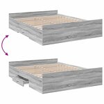 vidaXL Cadre de lit avec tiroirs sans matelas sonoma gris 150x200 cm