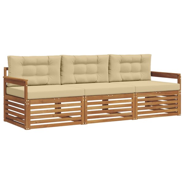 vidaXL Ensemble de canapés d'extérieur 3 pc Naturel et Beige