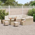vidaXL Ensemble de canapé de jardin avec coussin Beige Poly rotin