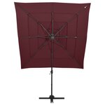 vidaXL Parasol de jardin à 4 niveaux mât en aluminium rouge bordeaux