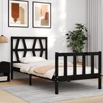 vidaXL Cadre de lit sans matelas noir 100x200 cm bois massif de pin