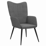 vidaXL Chaise de relaxation avec tabouret Gris foncé Tissu